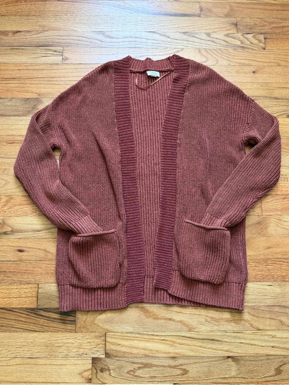 a.n.a Women's Open-Front Knit Cardigan with Pockets in Rust